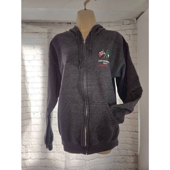 Gildan Unisex Size Medium Grey Feast Of San Gennaro 2023 Zip Up Hoodie - Picture 1 of 6